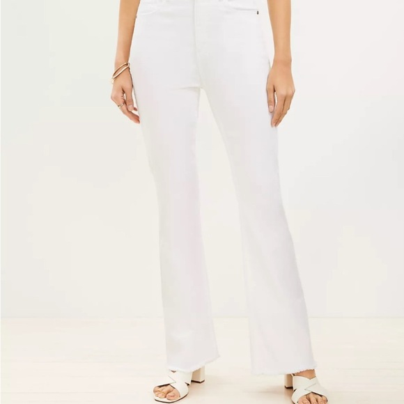 Loft Slim Flare Wide Leg High Rise White Jeans Women’s Size 10 (30) NWT - Picture 2 of 3
